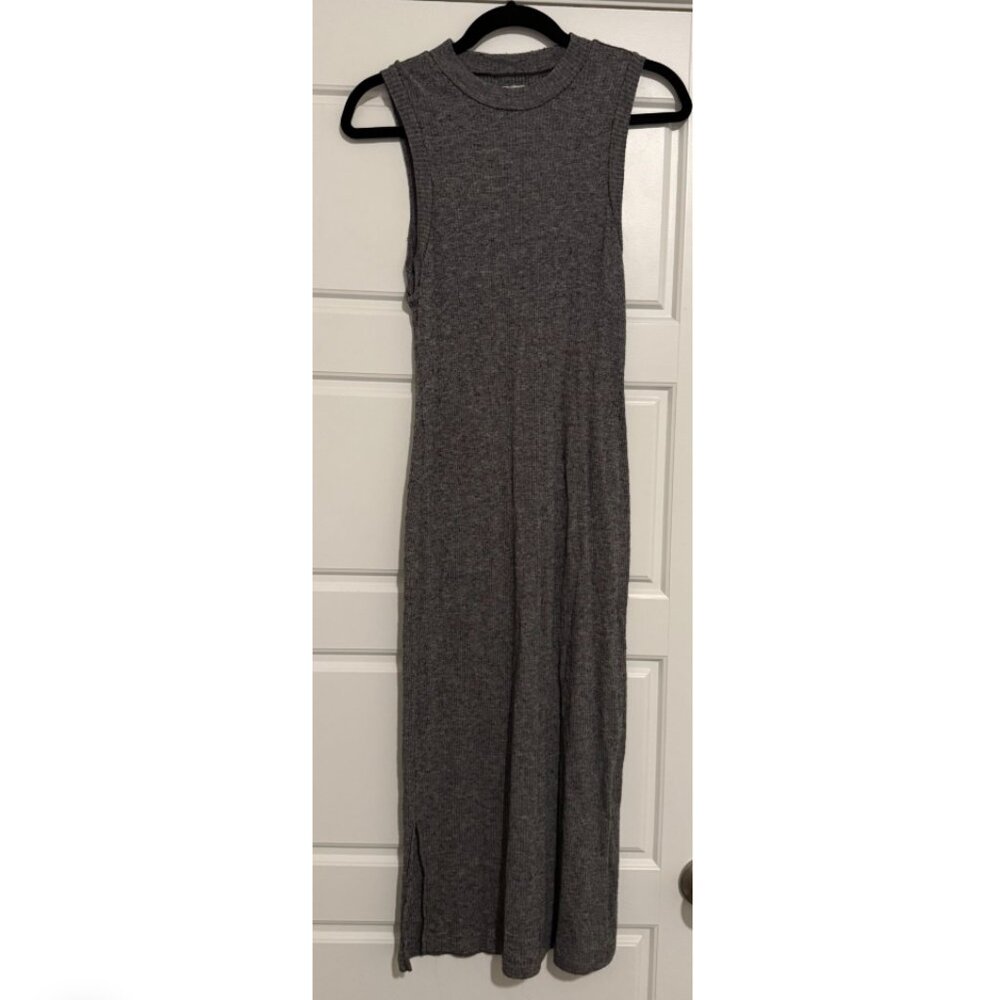 Madewell Dress Heather Gray Tank Mock Neck Ribbed Sleeveless Size L
